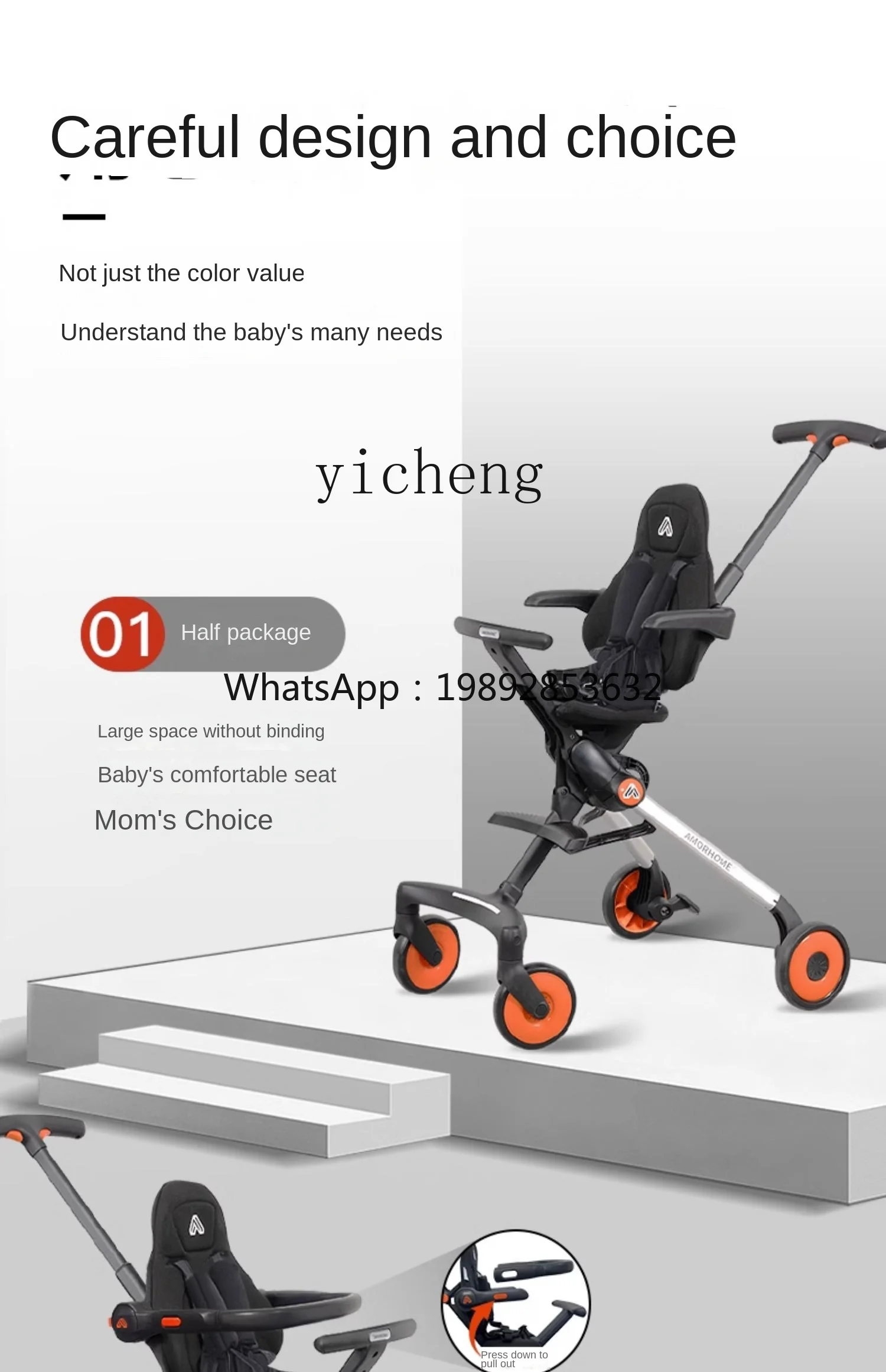 ZZ Walk the Children Fantstic Product Trolley Children Baby Walking Tool Lightweight Folding One-Click Trolley Children