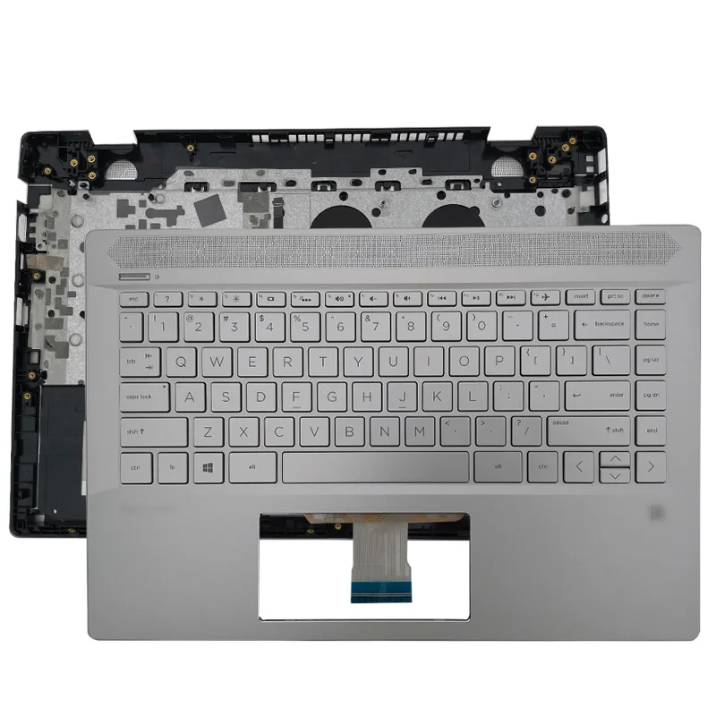 

For HP Pavilion 14-CE 14-CE0026TX Silver With fingerprint Laptop Palmrest Upper US Backlit keyboard