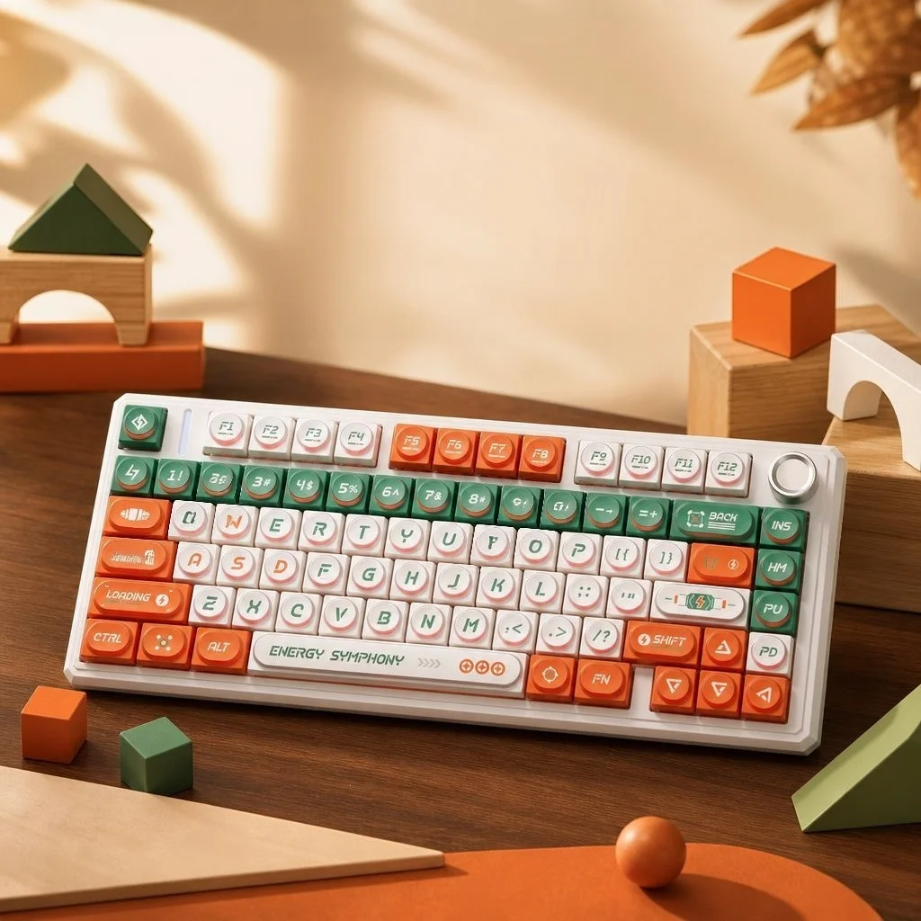 119 Keys Retro Forest Orange Block PBT Keycaps Halo Ring RGB Backlit PC Keycap for Mechanical Gaming Keyboard Cherry MX Switches