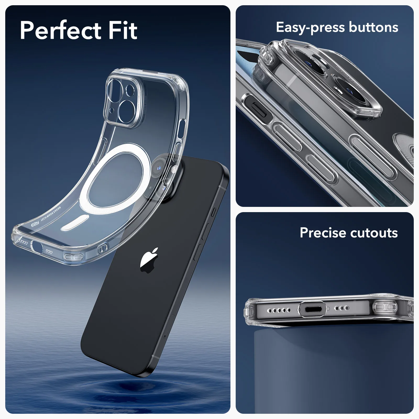 ESR New TPU Magnetic Lens All-inclusive Case for iPhone15 15 Pro Max Ultra-thin Soft Shockproof Protective Case with Halolock