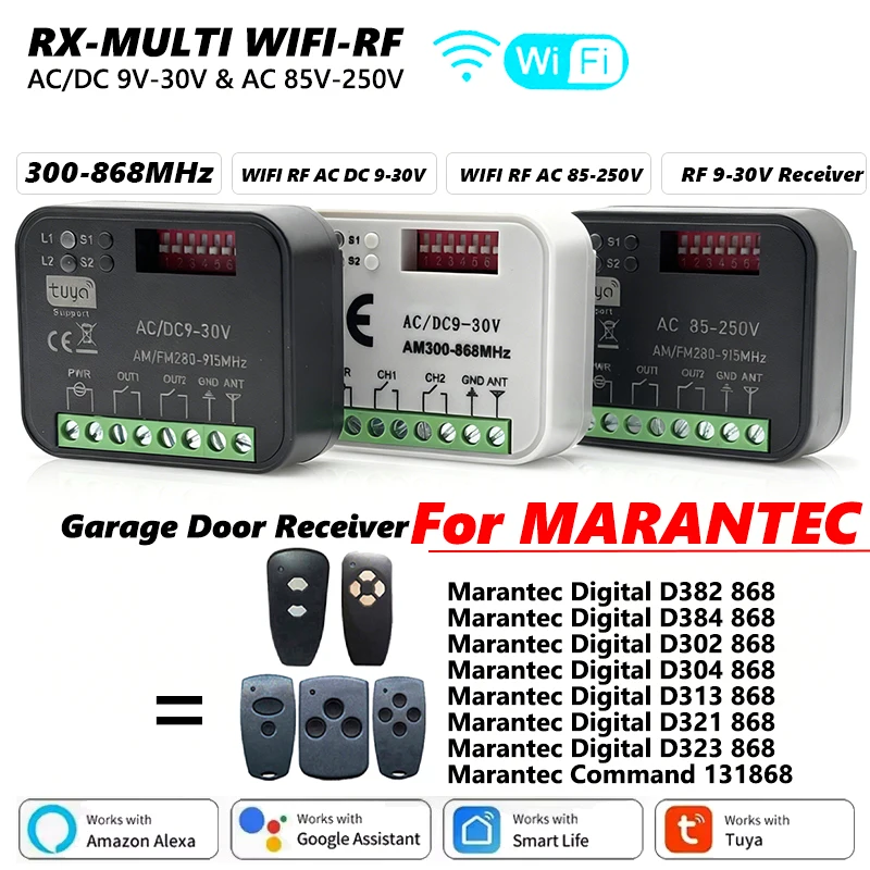 

Приемник RX MULTI WIFI Tuya 300-868 МГц для цифрового пульта дистанционного управления Marantec D382 D384 D302 D304 D313 D321 D323 868 Command 131868