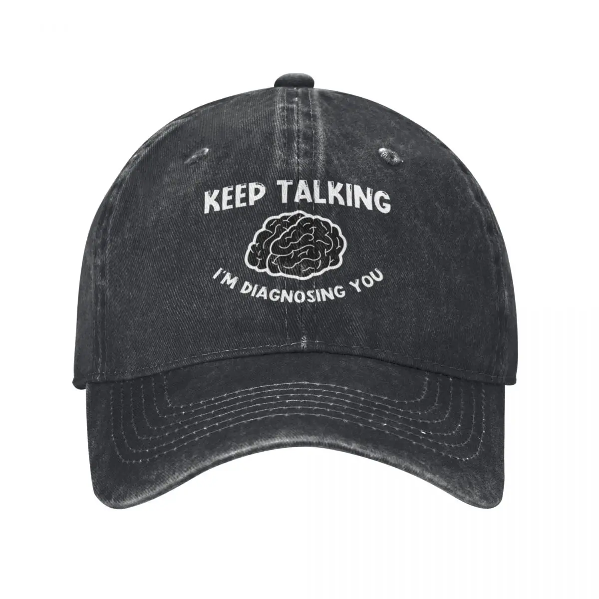 White Keep Talking I'm Diagnosing You Brain Psychology Retro Denim Washed Baseball Cap Women Snapback Caps Hiking Camping Hat