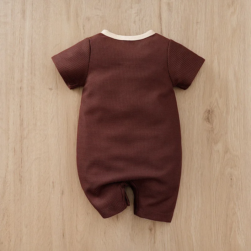 Newborn Baby Clothes Solid color Fashion Infant Jumpsuit Toddler Short Sleeve One piece Pajamas unisex Bodysuit Summer Romper