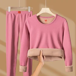 FW24 Upgraded Women super thicken Camels wool thermal underwear sets O neck fleeced wool thicken cold long John for winter wear