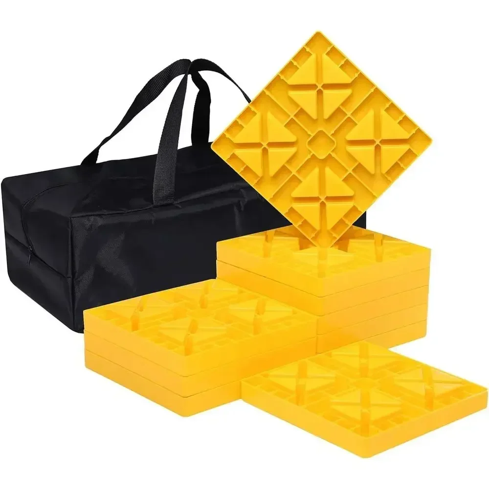 Homeon Wheels 10 Packs Rv/Camper Leveling Blocks, Chocks Anti-Slip Pads Design Include Camper Levelers and Carrying Bag for Camp