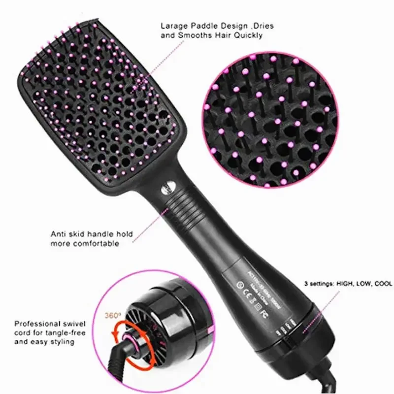 

Hair Dryer Hot Air Brush Styler and Volumizer Hair Straightener Curler Comb Roller One Step Electric Ion Blow Dryer Brush