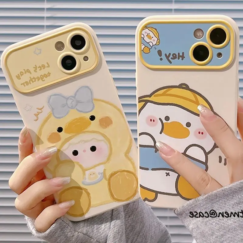 Cute Duck Girl Phone Cases For iPhone 15 ProMax Case iPhone13 12 11 14 XSmax XR X 7/8 Plus Soft Silicone Shockproof Bumper Cover