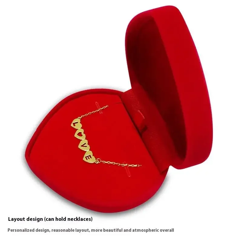 

Velvet Heart Jewelry Box Soft Red Ring Necklace Packaging Case Elegant Love Gift Display Storage Organizer Romantic Proposal