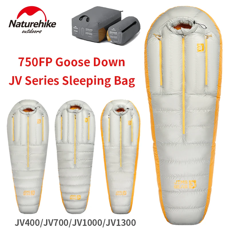

Naturehike JV Down Sleeping Bag 90% 750FP Goose Down Ultralight Winter Warm 10D 20D Nylon Stretchable Mummy Sleeping Bag Adult
