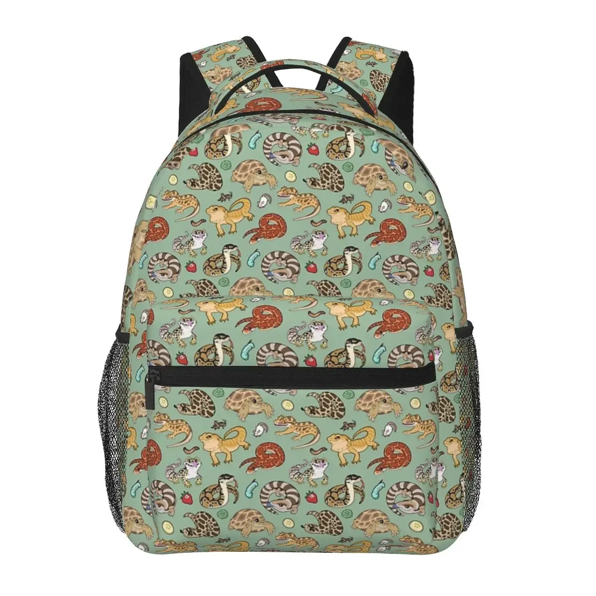 Reptile Pets Pattern - Green Backpacks Boys Girls Bookbag Children School Bags Cartoon Kids Rucksack Shoulder Bag Large Capacity