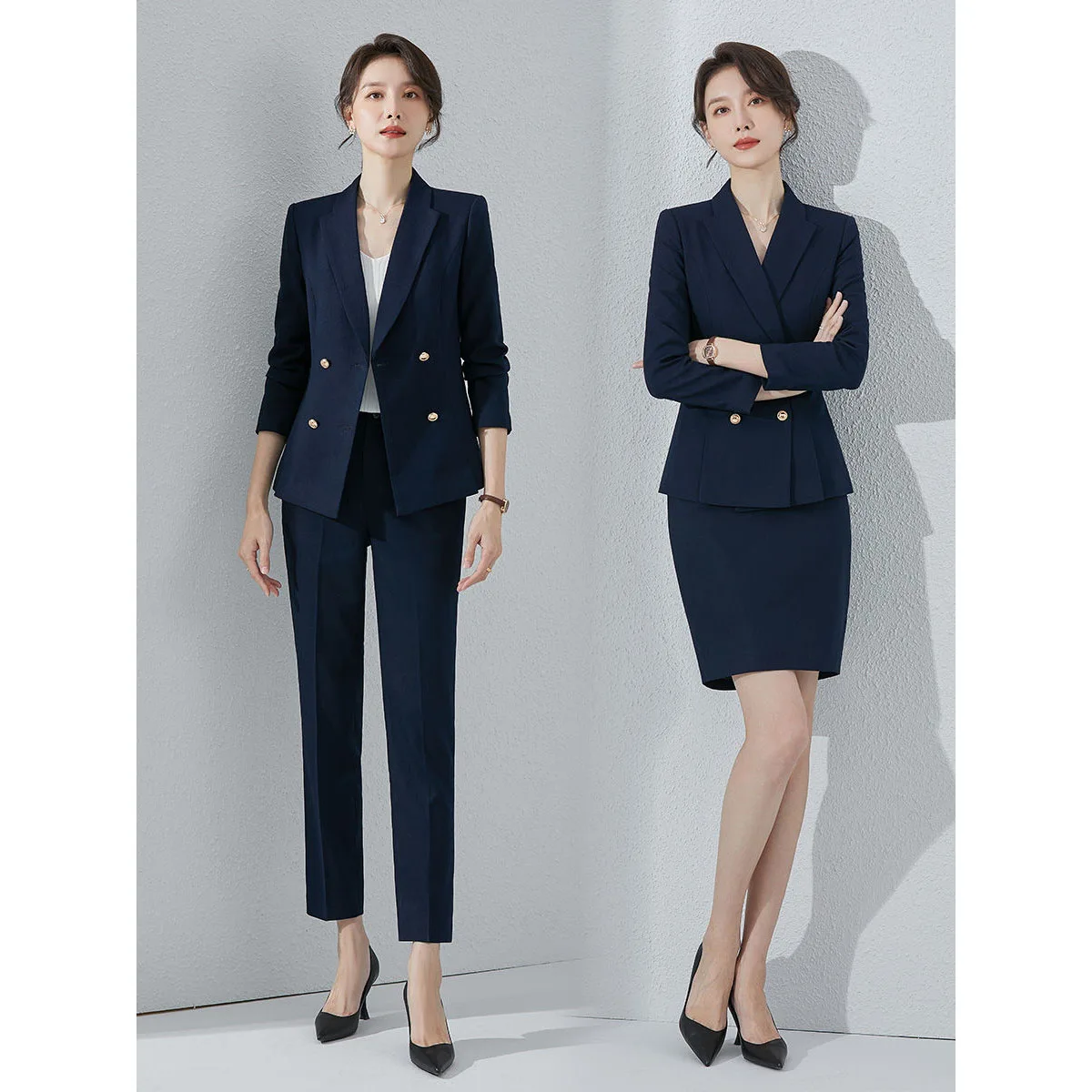 

Female Professional Formal Blazer 2PCS Spring Autumn New Ladies Suit Coat And Pants Two Piece Set Outwear Advanced Women Outfits