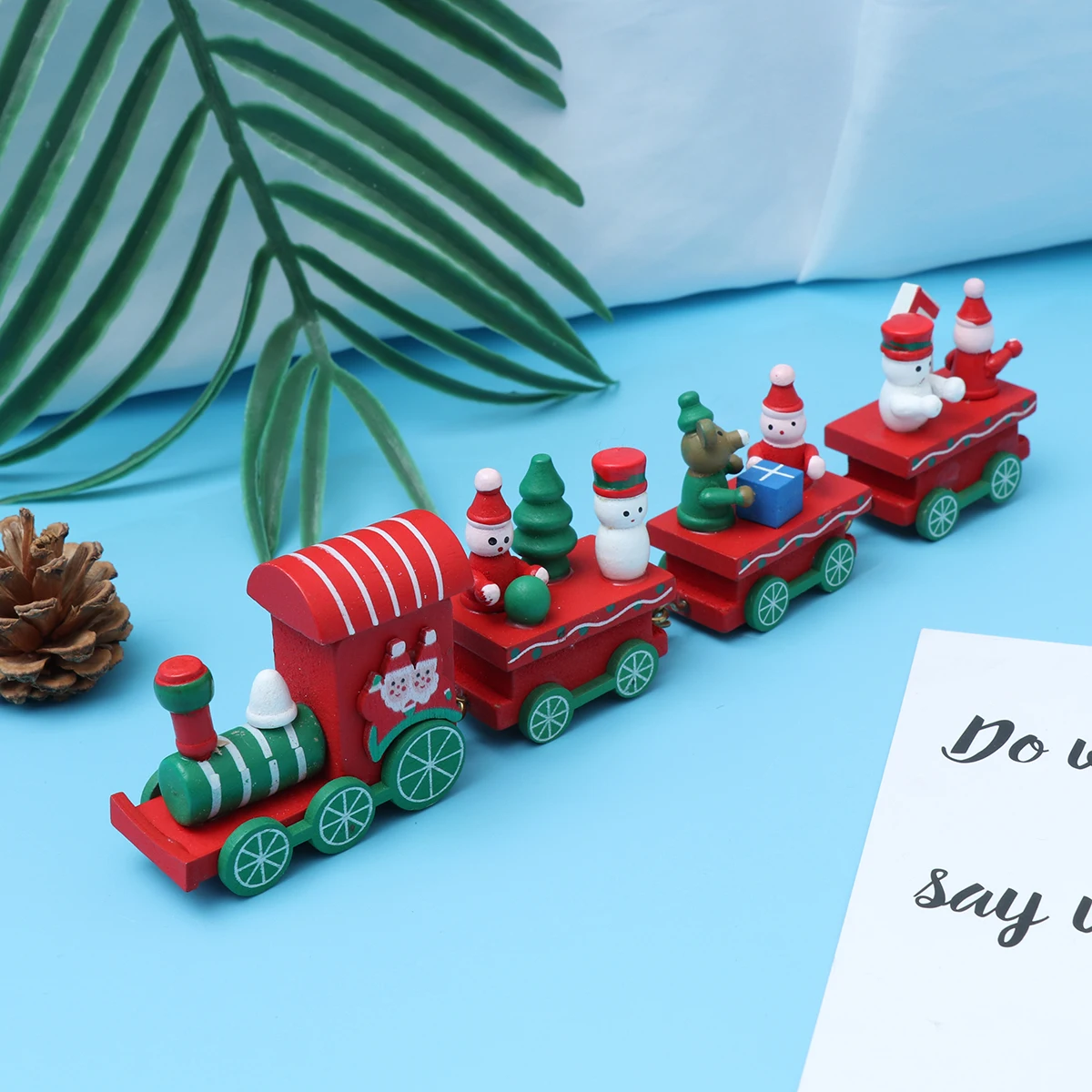 

Wooden Mini Train Decoration Red Natural Christmas Tree Ornament Pendant Party Home Kindergarten Wedding Gift For