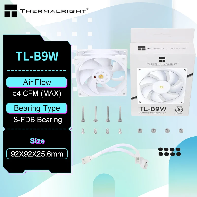 

Thermalright TL-B9W PWM 4 Pin 90mm Computer Case Fan Silent Fan CPU Cooling Quiet PC Cooler Fan Case Fans 12V Adjust Fan Speed