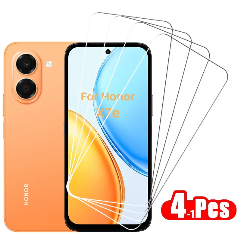 4-1Pcs Full Clear Glass For Honor X7e Tempered Glass Honor X7e Screen Protector HD Protective Phone Film Honor X7e