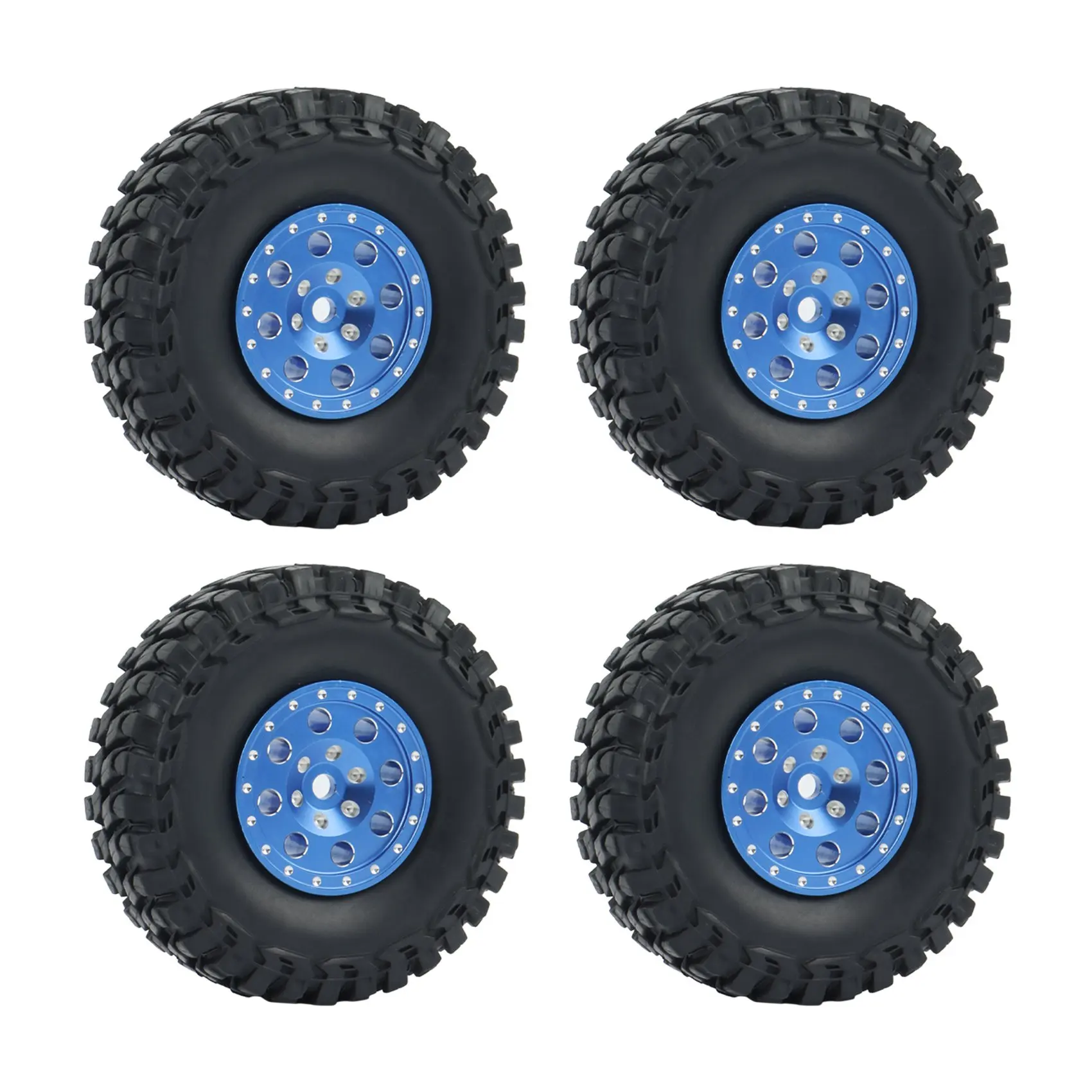 4PCS 1.0 Metal Beadlock Wheel Rims Tires Set with Hex Adapter for 1/24 RC Crawler Car Axial SCX24 90081 Upgrade Parts