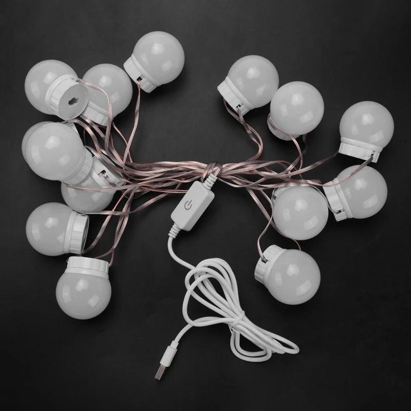 3 modalità colori specchio per il trucco luce LED Touch-Dimming Vanity Dressing lampada lampadina USB 12V Make Up specchio lampada da parete