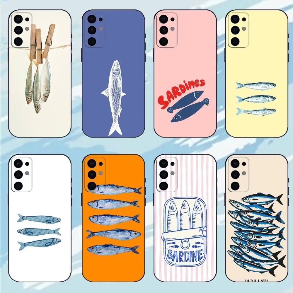 

S-Sardine Phone Case For Samsung S25,S24,S23,S22,S21,S20,Plus, Soft Silicone Black Cover
