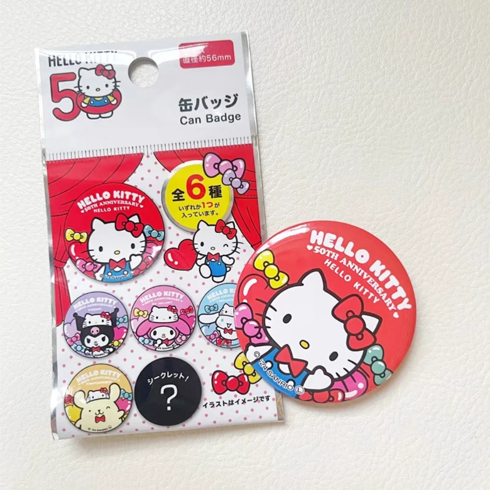 

Genuine Sanrio Hello Kitty 50Th Anniversary Commemorative Badge Kawaii Melody Kuromi Student Backpack Cartoon Accessories Gifts