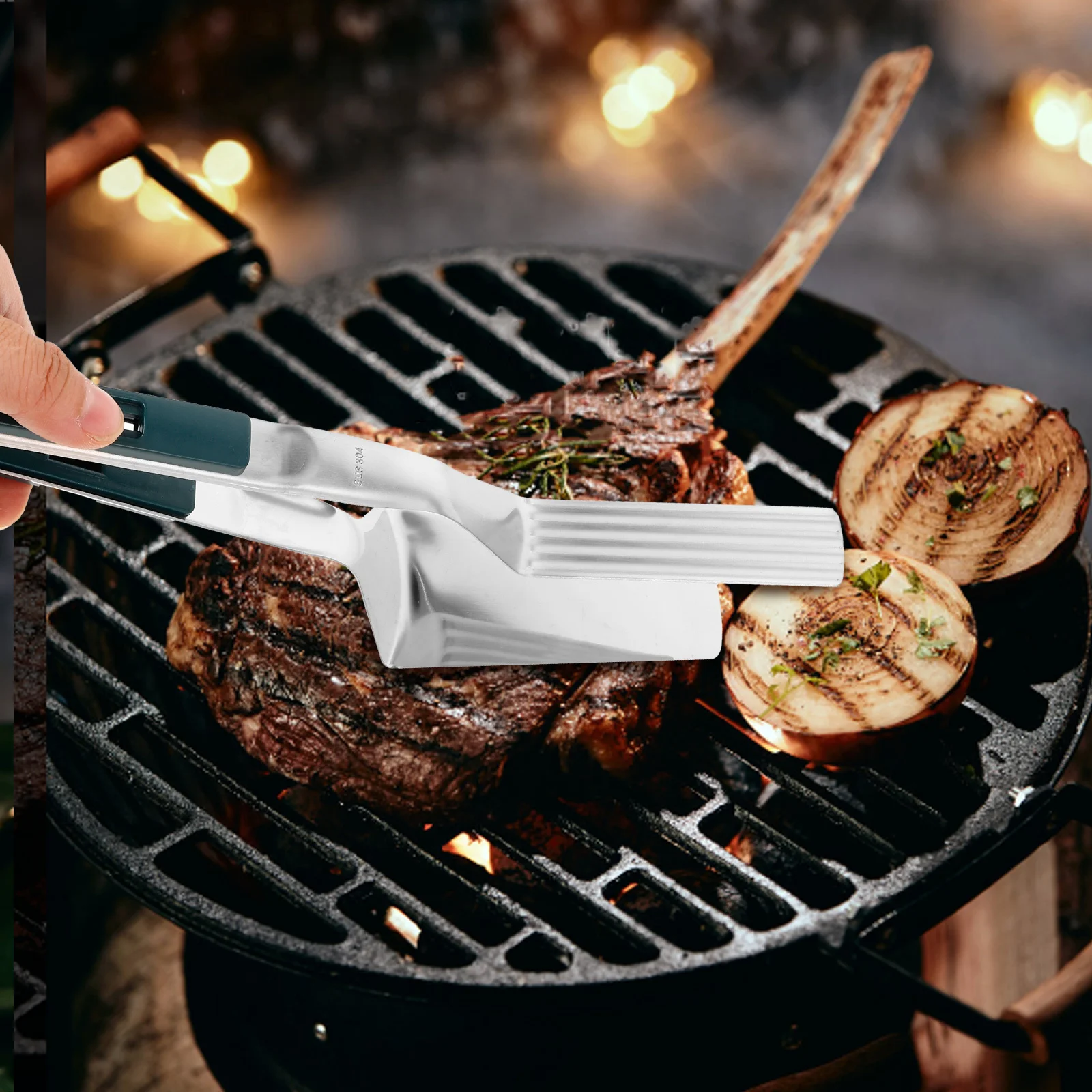

Steak Tongs Grill Spatula French Bbq for Outdoor Cooking Tool Metal Spatulas 304 Stainless Steel Grilling Utensils