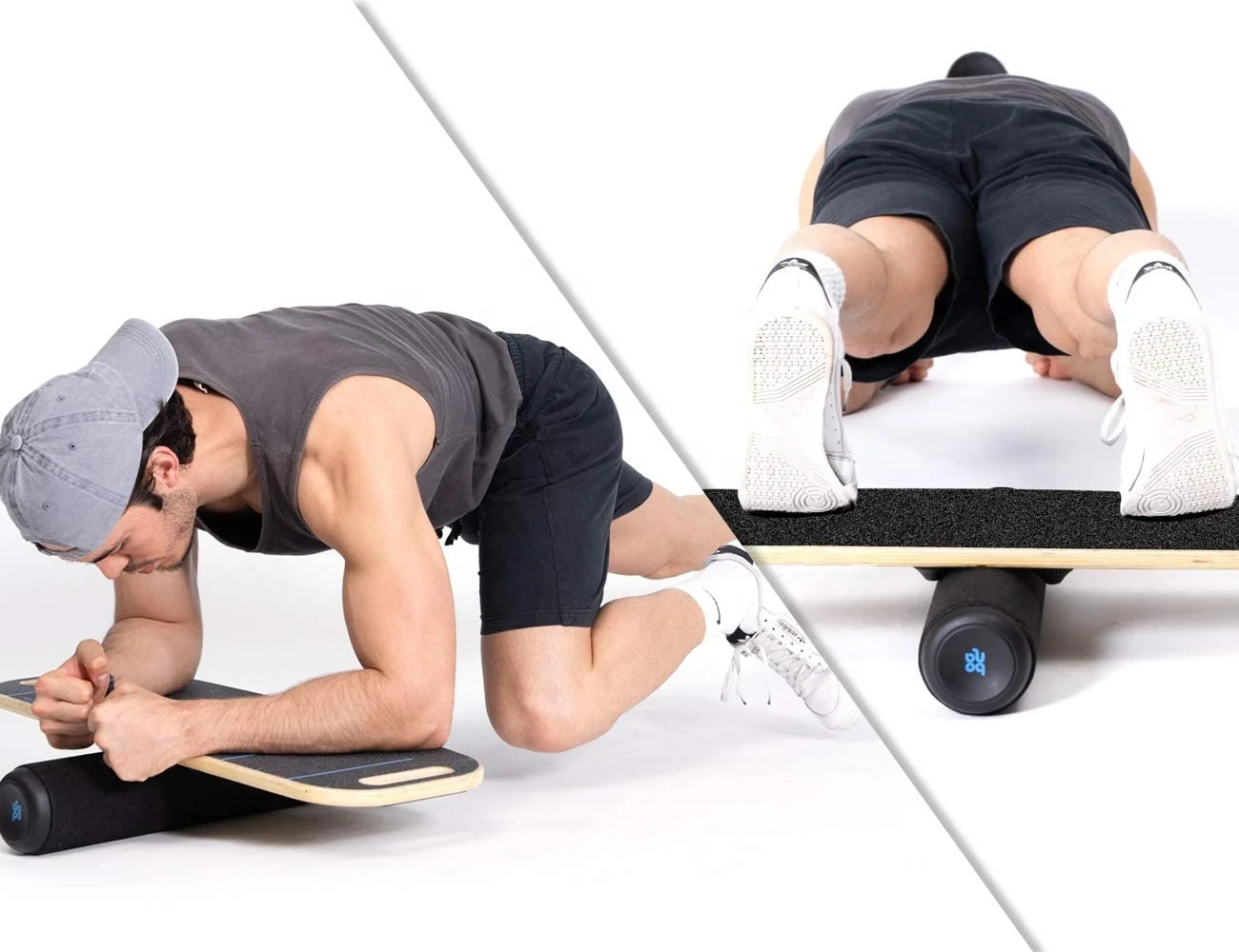 Wooden Balance Board Set Roller Core Training & Balancing Exercise Gear