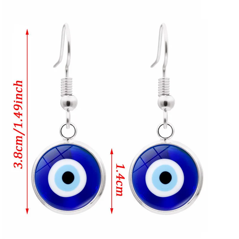 Spiritual Protection Round White Pink Blue  Evil Eye Leverback Drop Earrings For Women Teen Murano Glass Turkey