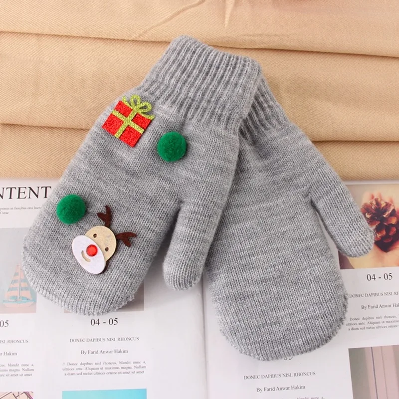 قفازات شتوية للكبار لعيد الميلاد للنساء قطعة واحدة محبوكة ومخملية حقيبة دافئة قفازات مقاومة للبرودة في الهواء الطلق