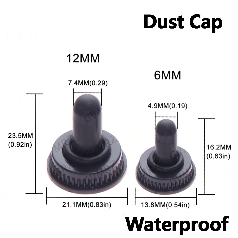 10/1/2/5PCS 12MM 6MM Toggle Switch Waterproof Rubber Resistance Cover Dust Cap Boot Black Tarpaulin