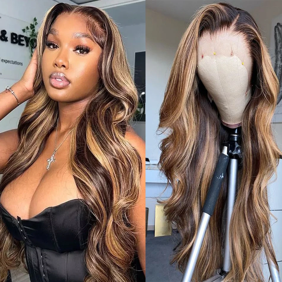 

Body Wave Hightlight Lace Frontal Wig Human Hair 13x4 Lace Front Wigs For Women 13x6 HD Lace Frontal Wig Brazilian Colored Hair