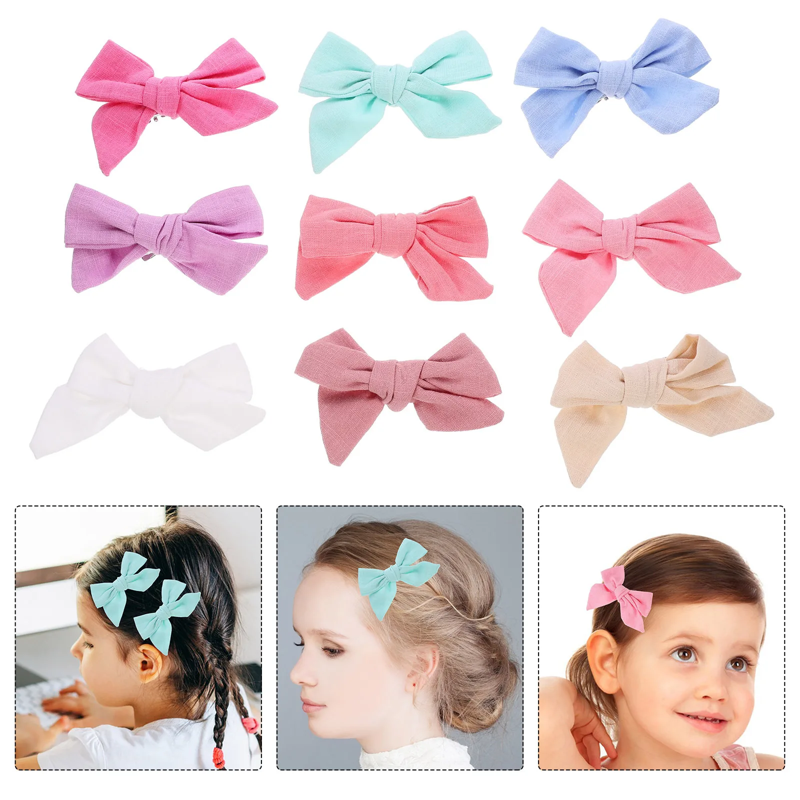 

9Pcs Cute Hair Bows Clips Girls Accessories Toddler Baby Bow Barrettes Daily Wear Party Gift Hair Bows Bow Hairpins