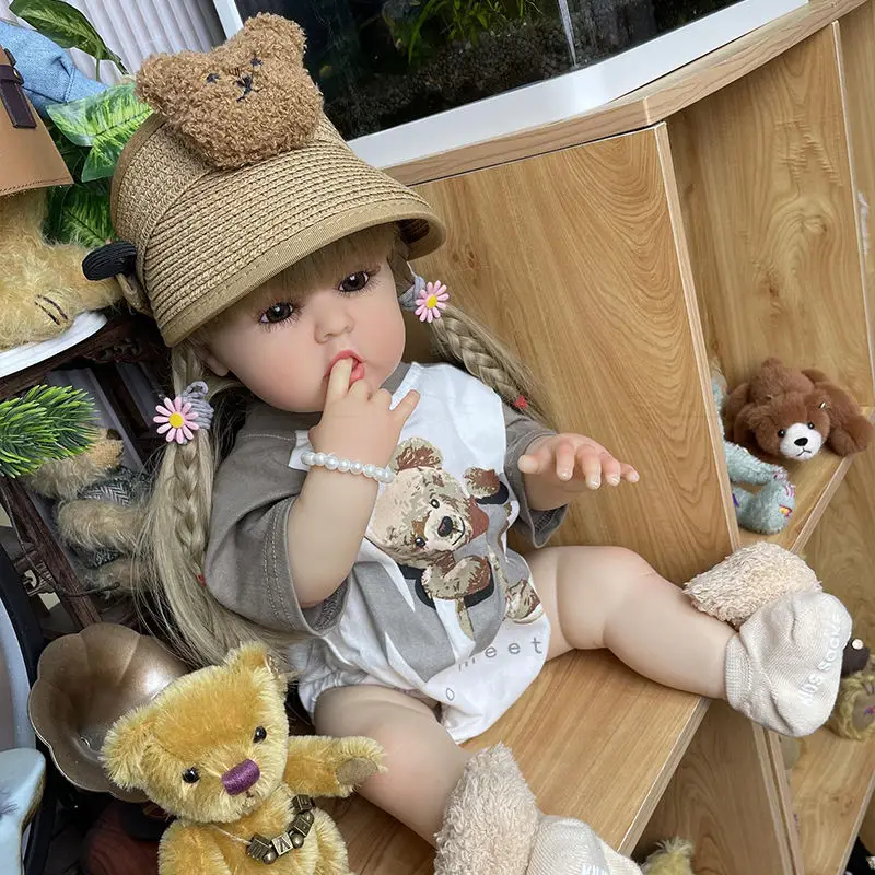 

22Inch Fashion Reborn Dolls Realistic Full Silicone Baby Bebe Vinyl 55CM Newborn Girl Waterproof Doll Princess Toddler Toy Gift
