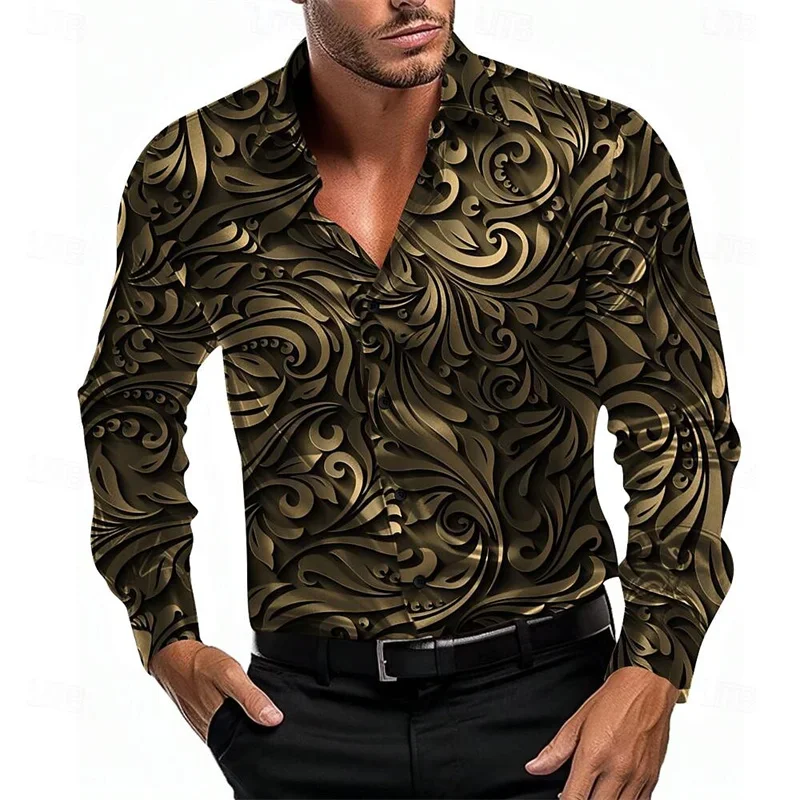

Men's Casual Gold Party Dark Colored Tengman Tops Soft Comfortable Fashion Elegant Autumn and Winter Tops Suit Shirt Plus Size