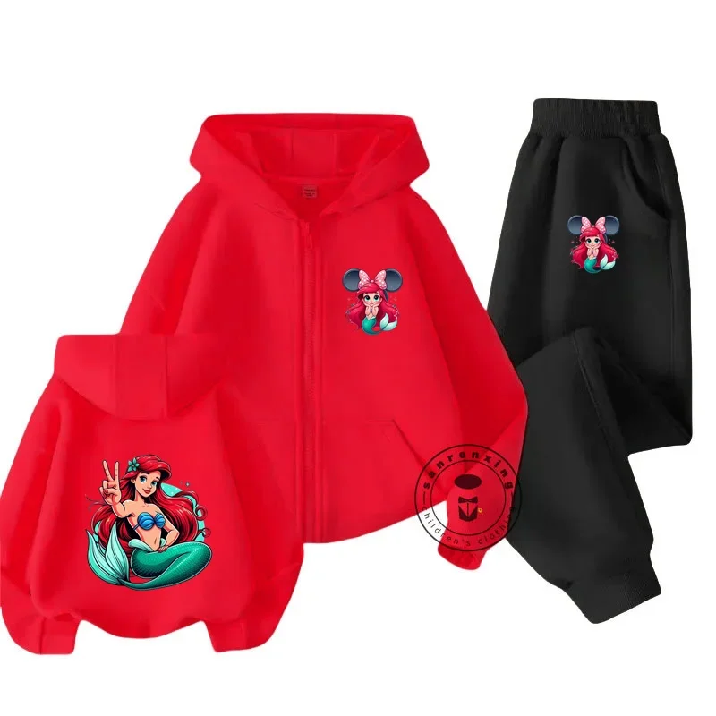 Baby Clothes Boy Outerwear 2 to 12 Year Tops Zipper Hoodie Set Mermaid 2025 Spring Sweatshirt for Children Girl Clothing