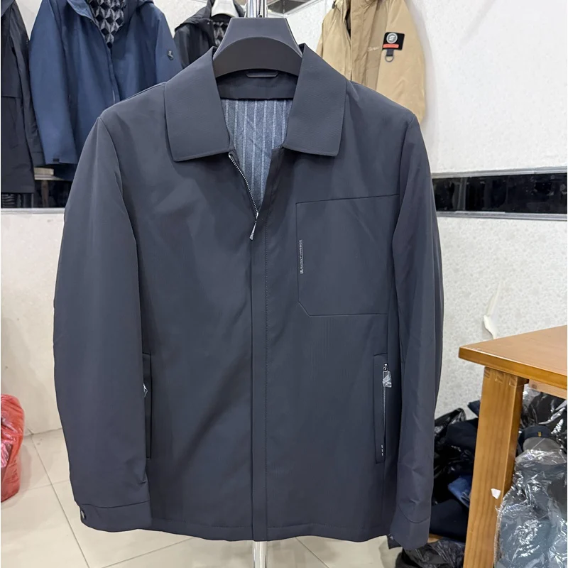 

Warmth down Jaet for Men Unlined Winter Busin Sle Polyester Fiber Coat without Hood 90% Du down Filling Regular Fit