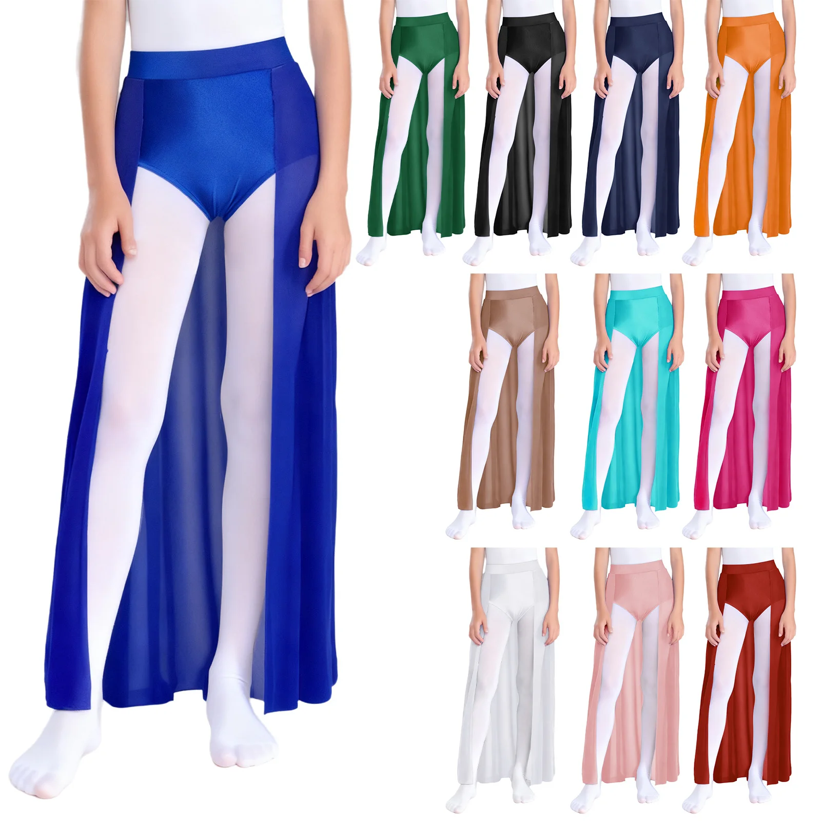 Moderner lyrischer Tanzrock für Mädchen, elastischer Bund, Röcke, integrierter Slip, Ballett, Eiskunstlauf, Gymnastik, Performance-Tanzkleidung