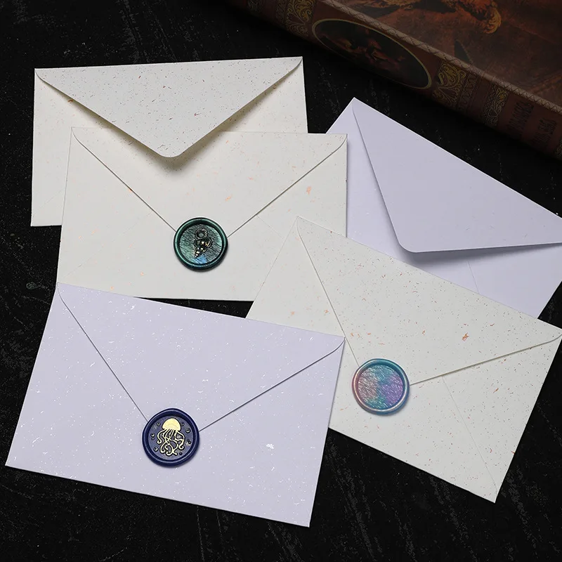 

Custom. Gold Sand Silver Sand Envelope High Quality 250G Thickened Special Paper Simple Wax Seal Sealed Envelope Invitation