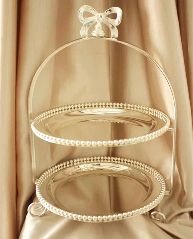 

European Metal Cake Stand Dessert Display Tray Silver Afternoon Tea Dessert Storage Rack Cake Tray Home Display Decoration