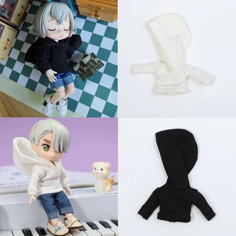 

OB11 Doll Clothes Black White Hoodies For 1/12 BJD Dolls