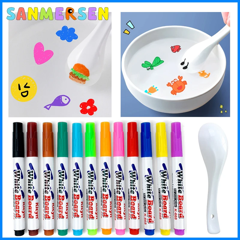 8/12Pcs Magical Water Drawing Pen Color Markers Floating Ink Doodle Water Pens Children Creative Montessori Early Education Toys