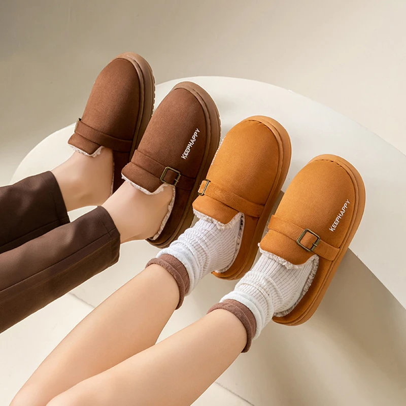

Winter Warm Slipper Women Fuzzy Fur Plush Indoor Lazy Female Thermal House Home Shoe Men Furry Flat Flip Flop Platform Fluffy