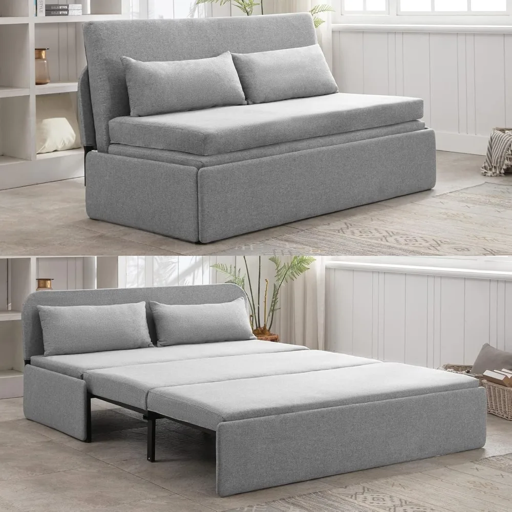 Folding Sofabed Guest Bed With 2 Pillows Home Furniture Queen Sofa Bed Couch Convertible Sleeper Living Room