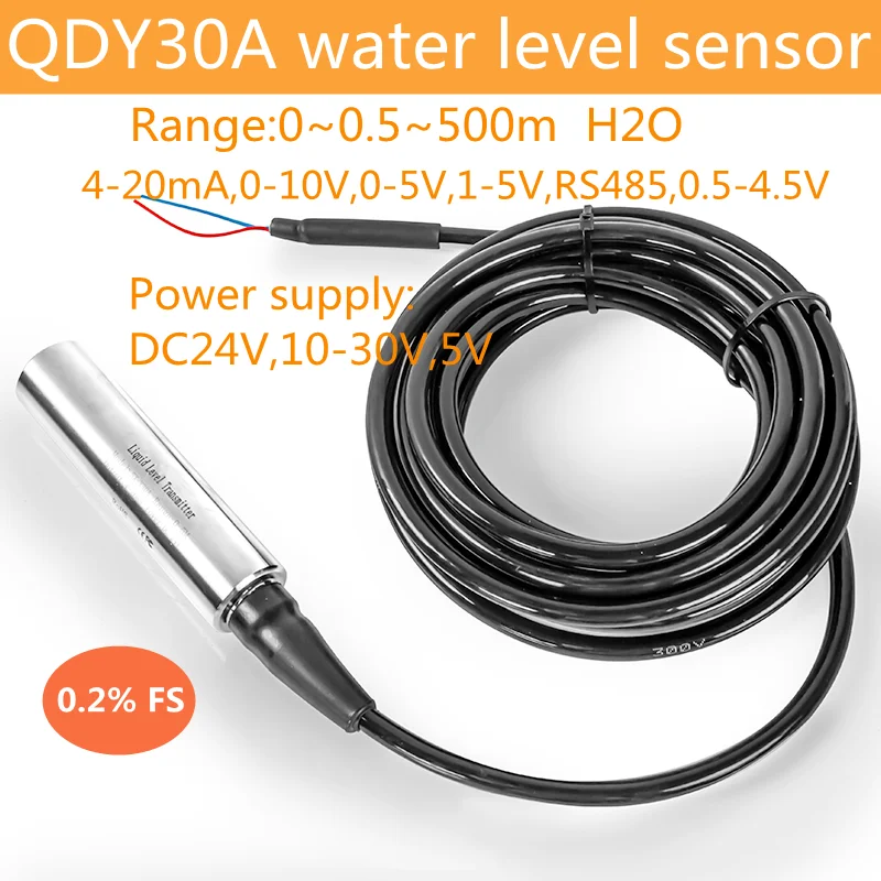 

Smart Water Level Sensor For Tank Deep Well DC12V 24V to Arduino Liquid Transmitter 4-20mA 0-10V RS485 Float Switch