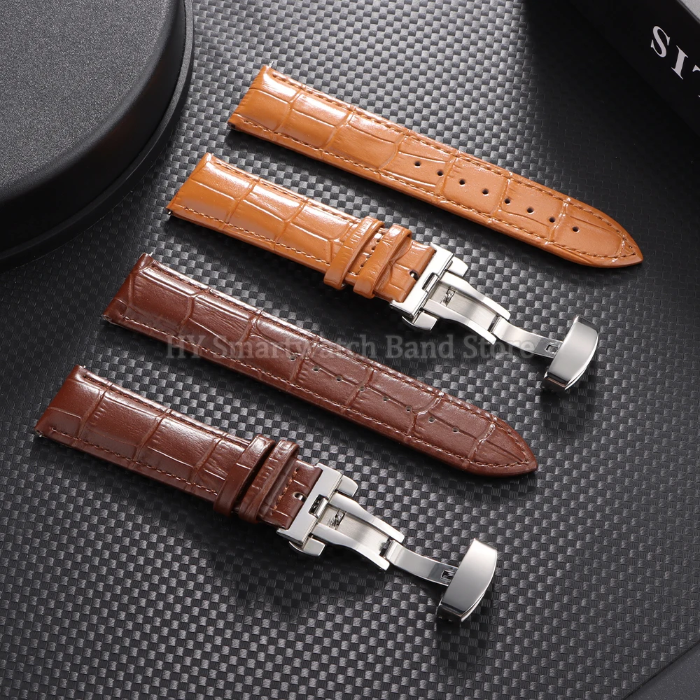 12mm 14mm 16mm 18mm 20mm 22mm 24mm Leather Watch Strap for Men Women Universal Quick Release Wrist Band Cowhide Sport Bracelet