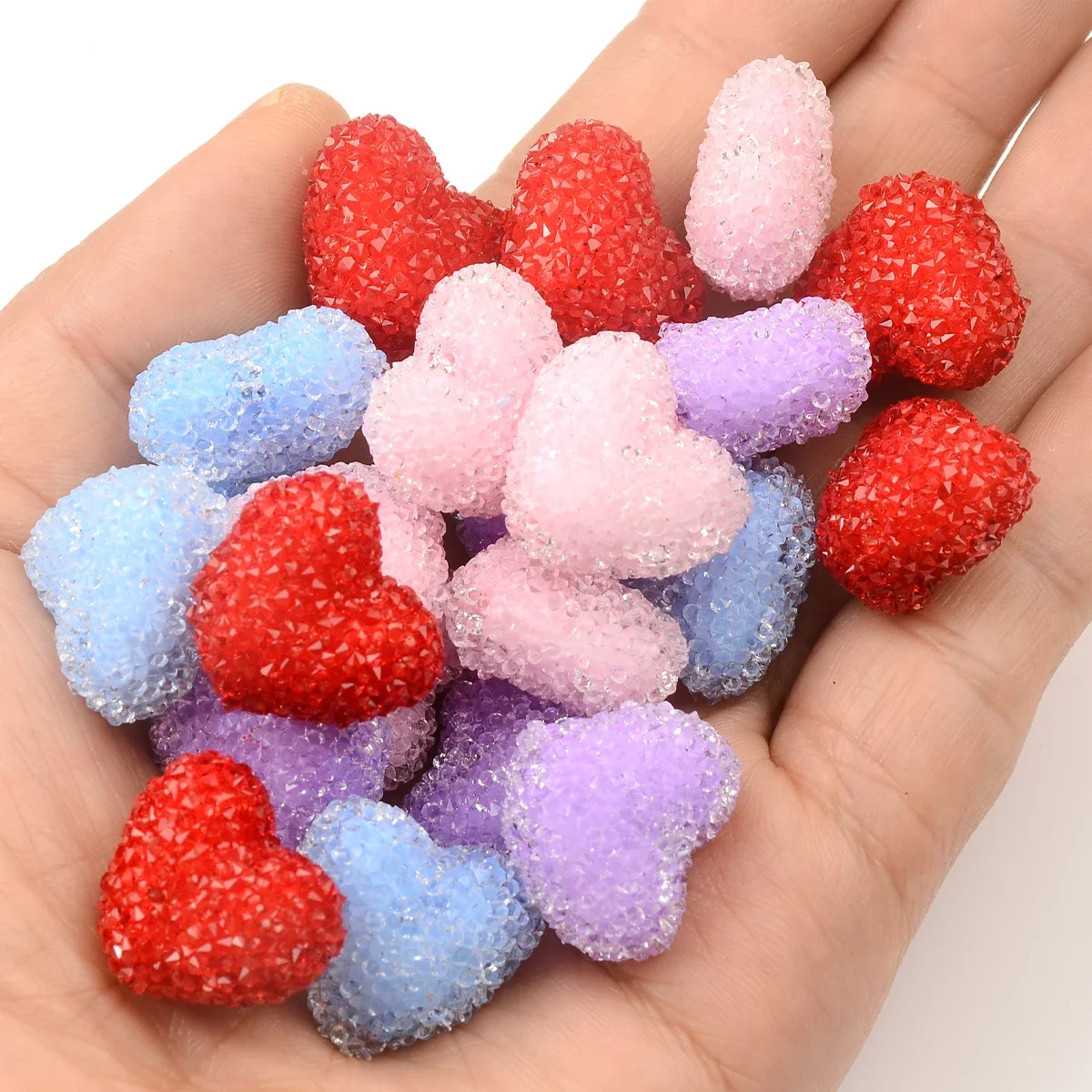 5pcs Mix Large Beads Heart Hand-painted Like Sugar Charms Beads for You DIY Jewelry Accessories