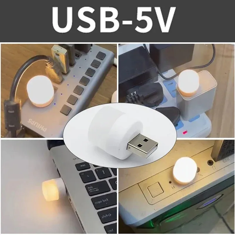 1/50Pcs Mini USB Night Lights Eye Protection Book Reading Lamps Small LED Plug Lamps Computer Mobile Power Charging Night Light