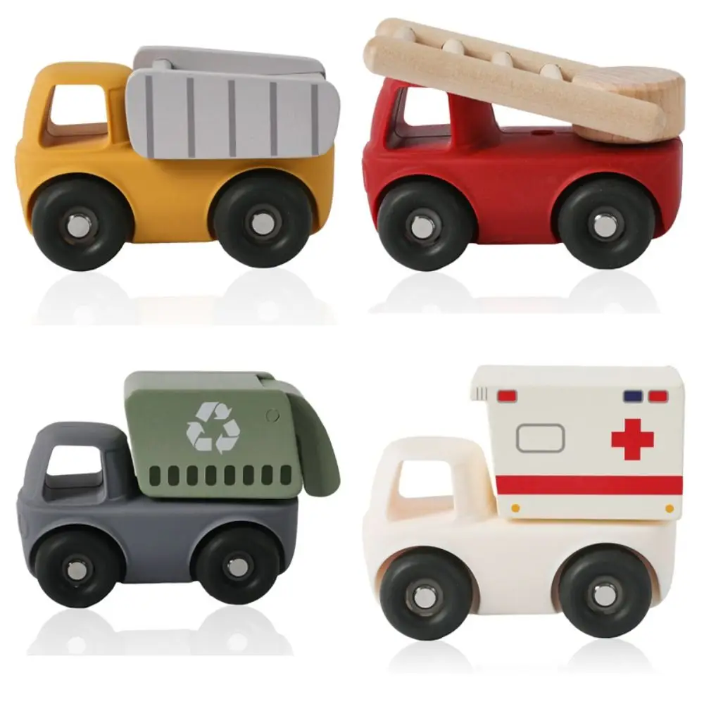 Juegos Montessori desmontables, cuerpo de silicona, carro de madera, coches de juguete educativos, diseño multifuncional de mezcla y combinación