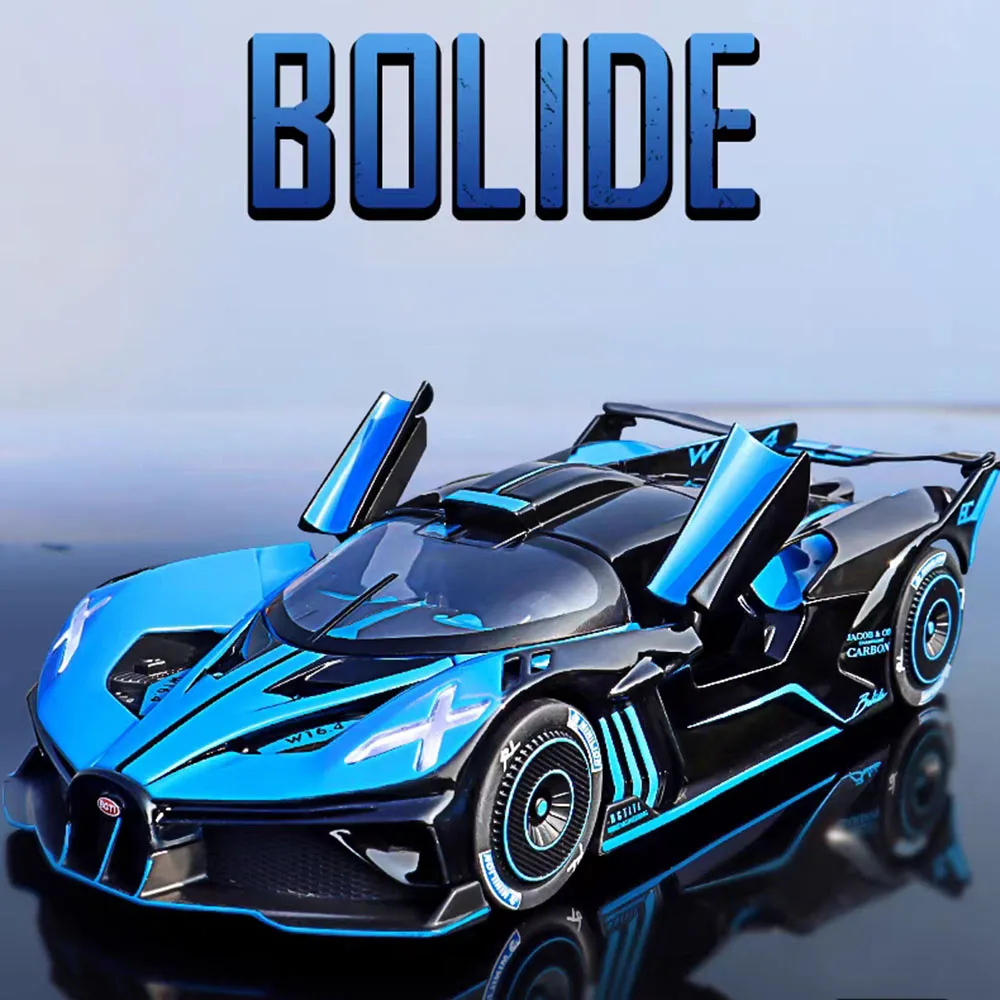 1:24 ボライドGTR合金ダイキャストおもちゃモデルカー、ドア開閉可能、車輪プルバック式ミニチュアスーパーカー、子供向けフェスティバルギフト