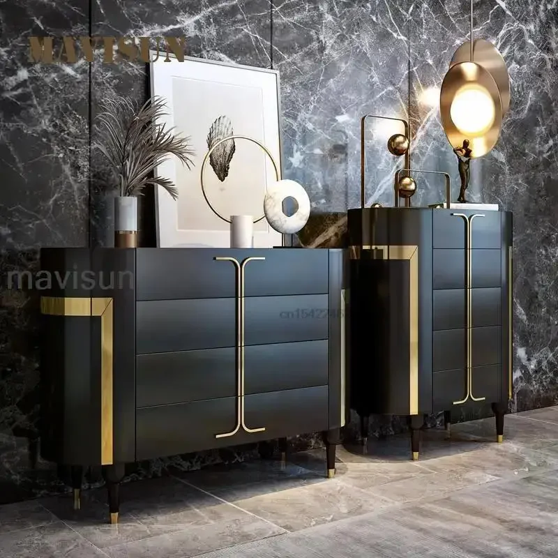 

Light Luxury Custom Chest Of Drawers Combination Villa Furniture Italian Style Minimalist Living Room Rock Board Storage