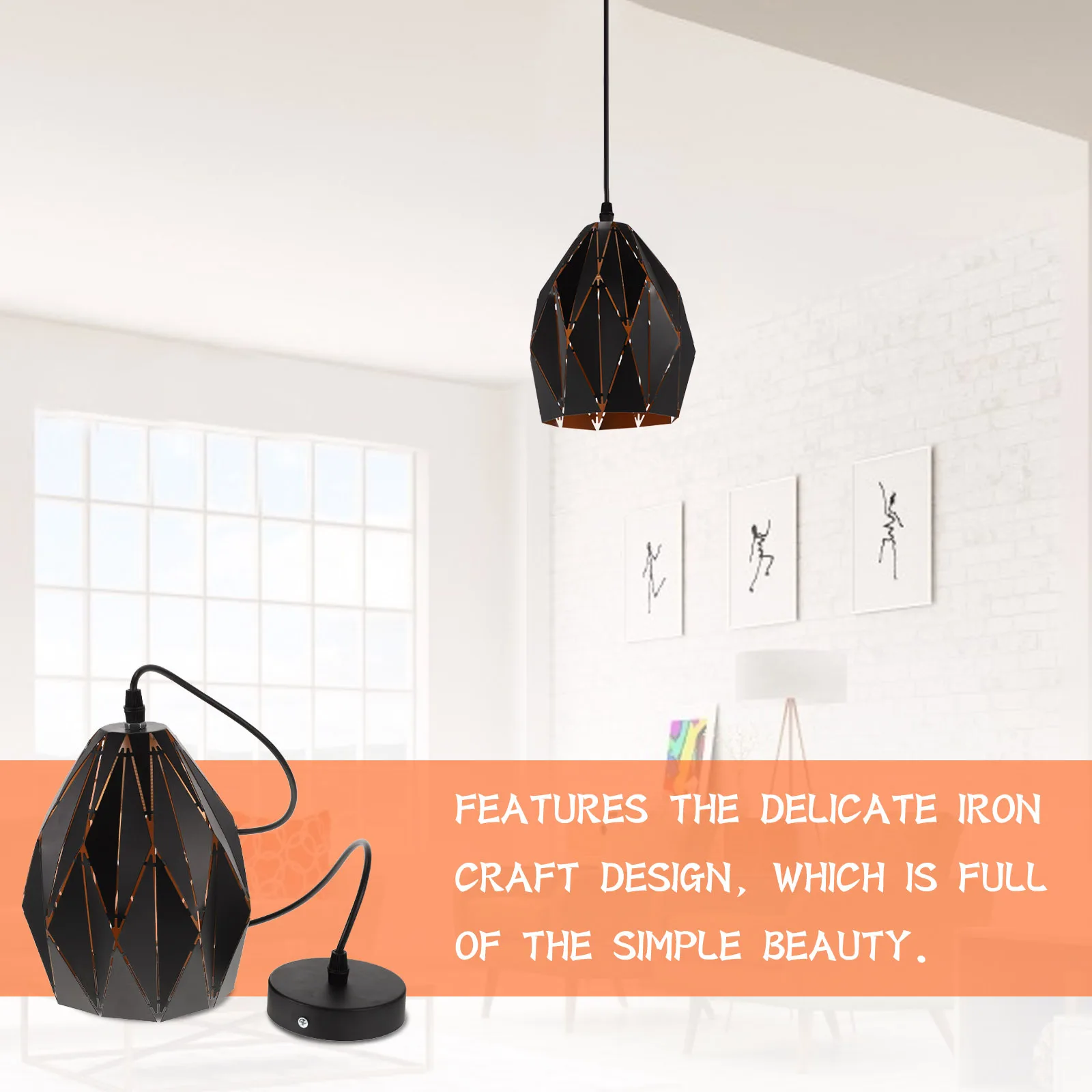 

1Pcs Industrial Style Iron Craft Ceiling Light Creative Geometric Indoor Hanging Lamp for Home Restaurant Bar Iron Ceiling Lamp