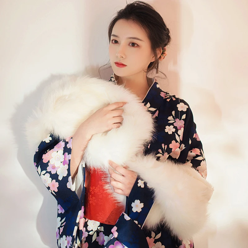 

Women's Vintage Long Dress Japanese Traditional Kimono Floral Prints Formal Yukata Cosplay Costume Stage Performing Dress