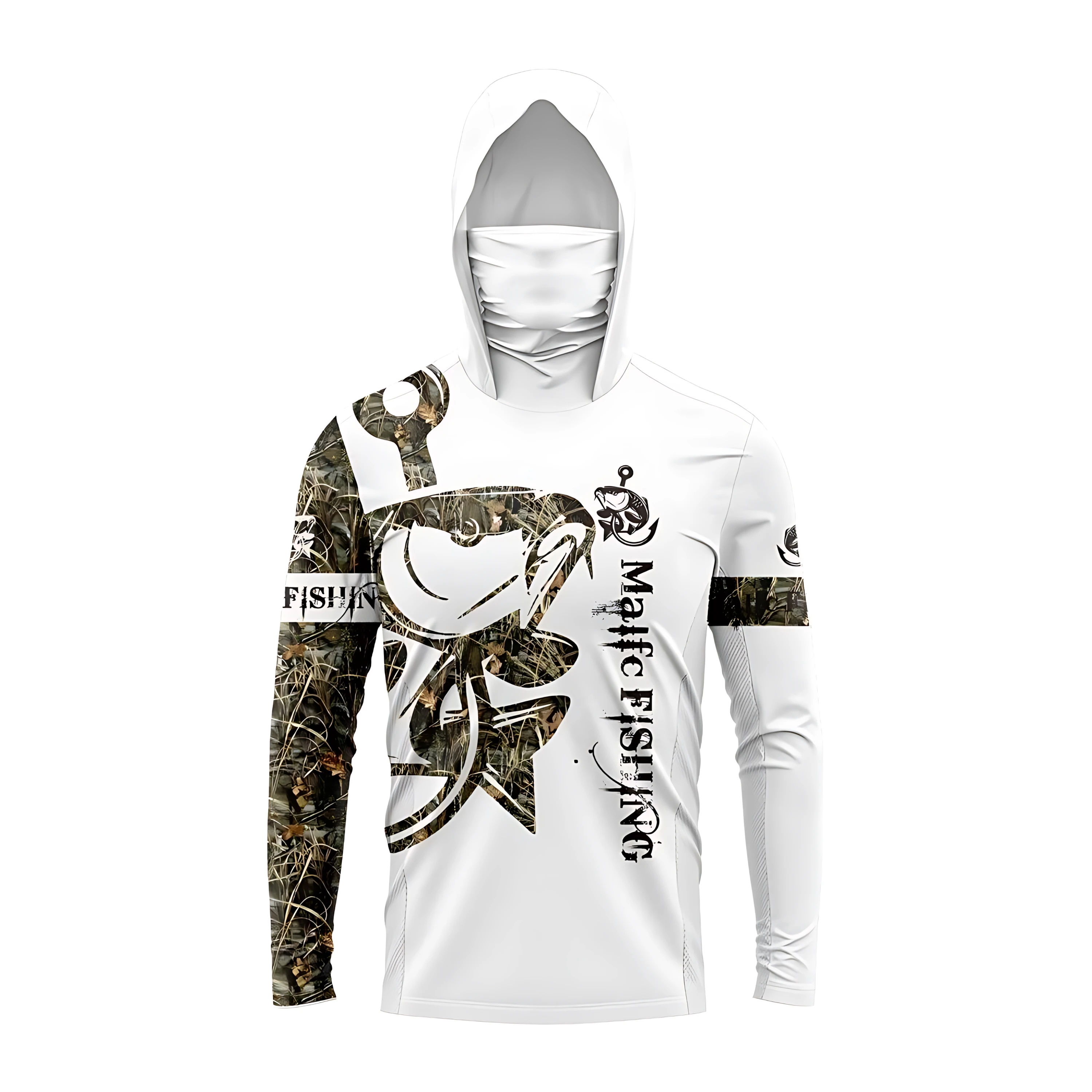 Men's Long-Sleeved T-Shirt with Sun Protection Hooded Jacket Protective Mask One-Piece Outdoor Long-Sleeved Top